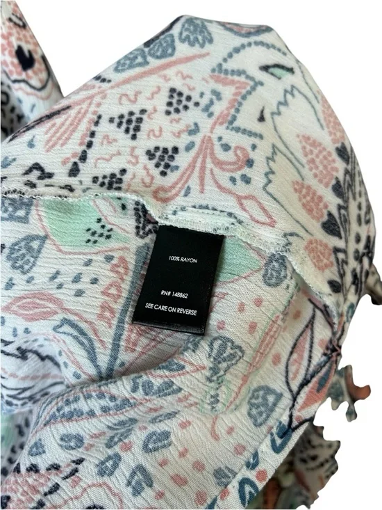 Torrid Women's White Paisley Gauze Roll Tab Sleeve Open Front Kimono Size 2X - Picture 6 of 9